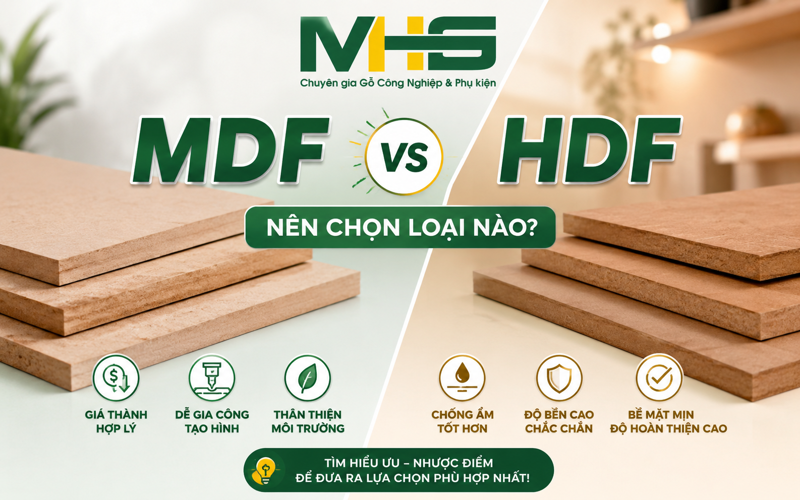 MDF vs HDF: Nên Chọn Loại Gỗ Công Nghiệp Nào Cho Nội Thất?