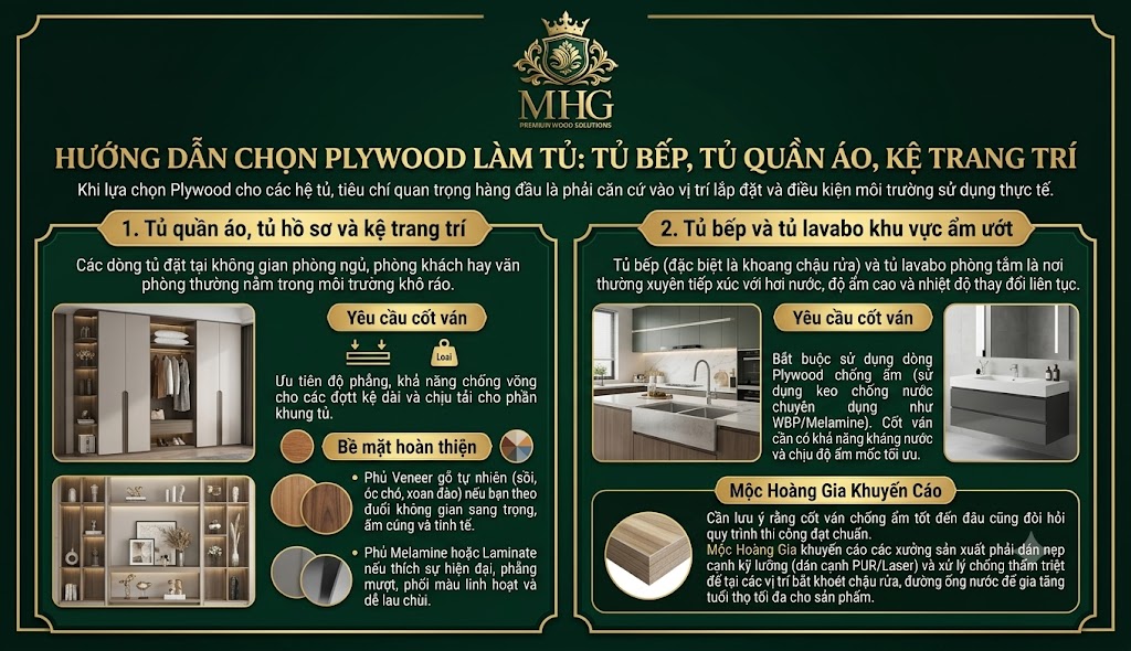 Hướng dẫn chọn Plywood làm tủ Tủ bếp, tủ quần áo, kệ trang trí